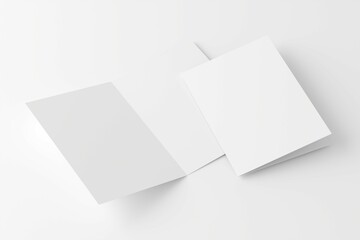 A4 A5 Folded Invitation Card With Envelope 3D Rendering White Blank Mockup