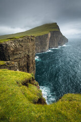 Amazing landscapes of the Faroe Islands captured in summer. Views of the island of Vagar