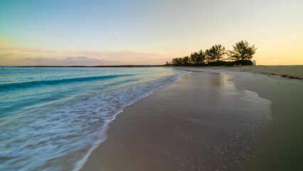 A seascape of a beach in Nassau Bahamas