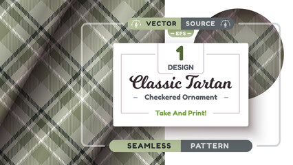 Military Tartan seamless pattern, military texture, checkered scottish fabric