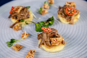 Typical colombian food and drinks, pork montaditos