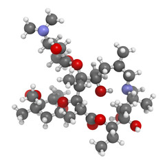 Azithromycin antibiotic drug (macrolide class), chemical structure.
