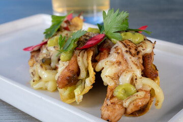Typical colombian food, chicken taquitos entrees