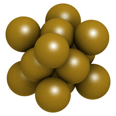 Gold (Au) metal, crystal structure.