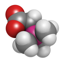 Arsenobetaine organoarsenic molecule. Main source of arsenic present in fish. 3D rendering.
