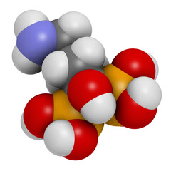 Alendronic acid (alendronate, bisphosphonate class) osteoporosis drug, chemical structure.