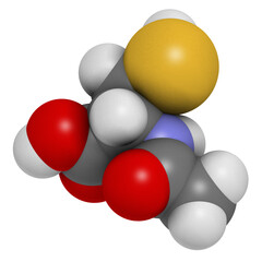 Acetylcysteine (NAC) mucolytic drug, chemical structure.