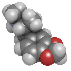 3,4-methylenedioxymethamphetamine (MDMA, XTC) drug molecule, chemical structure.