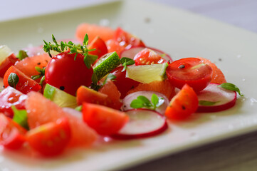 Close up view of red fresh salad