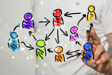 Abstract technology group and data 3d