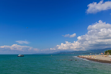Fabulous view of the Black Sea and distant hazy mountains