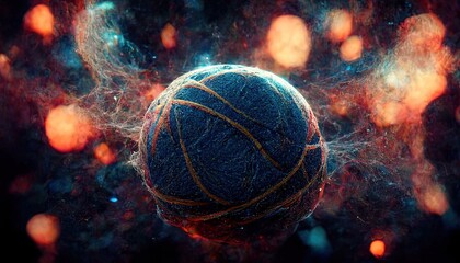Burned black charred basketball 3d illustration.