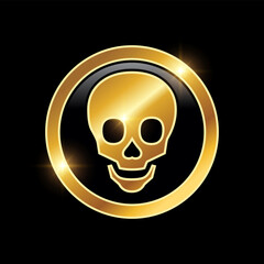Golden Luxury Skull Vector Sign