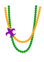Mardi Gras t shirts design clipart. Beads, Fleur-de-lis flowers. Fat Tuesday decoration print	