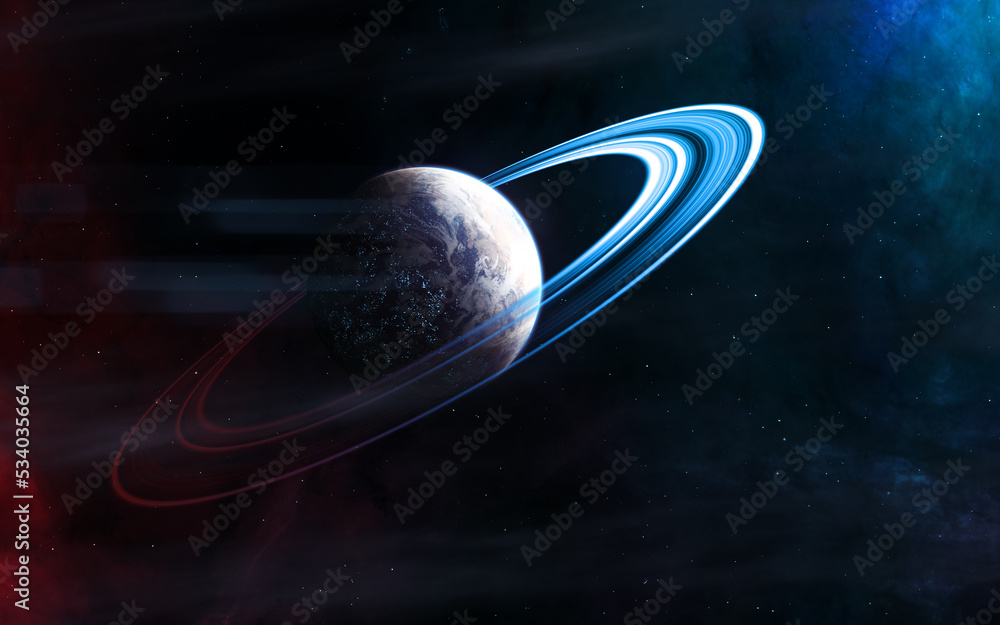 Wall mural lonely inhabited deep space planet. science fiction. elements of this image furnished by nasa