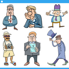 cartoon funny men comic characters set