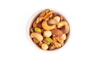 Mixed nuts on a white background