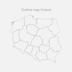 Vector map country Poland divided on regions