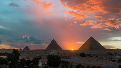 Sunset at the Pyramids of Giza, Egypt.	
 - obrazy, fototapety, plakaty