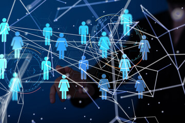 Abstract technology group and data 3d