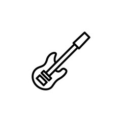 Bass guitar line icon isolated on white background