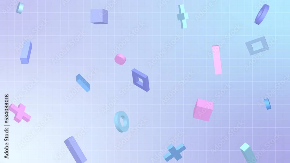 Poster abstract 3d geometric shapes loop animation. modern background, seamless motion design, screensaver,