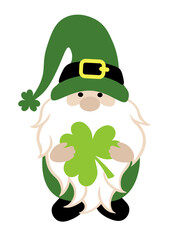 Cute gnome with a hat and a shamrock print. St Patrick's day decor