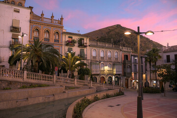Fototapeta premium Cazorla Town Hall Square at sunset, Spain