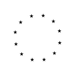 Star in circle icon. Frame from stars isolated on white background. Abstract decorative pattern. Circle with black star icon. Vector logo