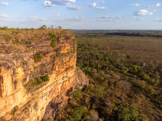 wonderful aerial view of the Brazilian savannah by drone, the Cerrado of the Jalapão national park in Tocantins