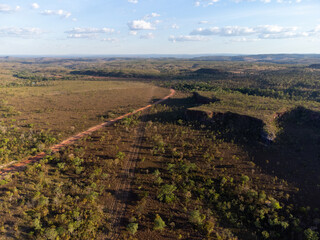 Fototapeta premium wonderful aerial view of the Brazilian savannah by drone, the Cerrado of the Jalapão national park in Tocantins