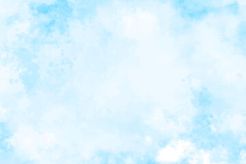 Abstract blue watercolor paint brush background. Cyan watercolour splash texture in pastel color. Vector pattern with blue watercolor cloud on white background