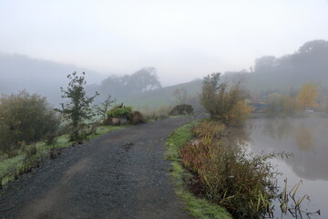 Morning fog and mist are common in the winter at this Northern California lake