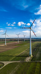 Wind Farm With Wind Turbines In Agricultural Landscape in Austria