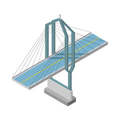 Abstract Isometric 3D Bridge Town City Urban Infrastructure Isolated Vector Design Style