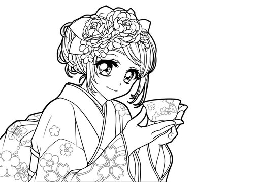 illustration of Coloring book for girls	