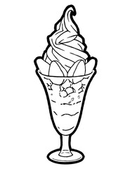 Illustration of strawberry parfait (line drawing )	