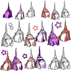 Christmas set with gnome in contour 