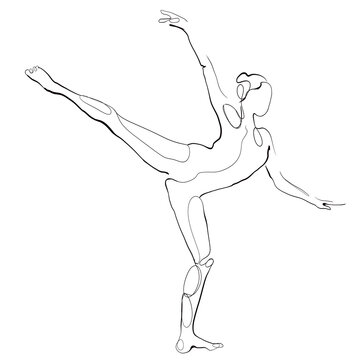 Arabesque woman ballet dancer line art drawing