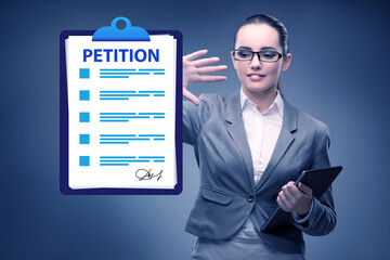 Businesswoman in petition application concept