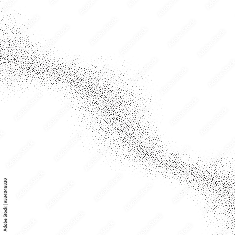 Poster grain wave texture background. black noise dots wavy shape. curve noise dotwork pattern. abstract gr