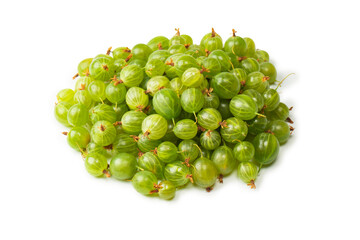 A group of gooseberries isolated on a white background.