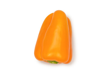 Orange bell pepper isolated on white background. Top view.  Copy space.