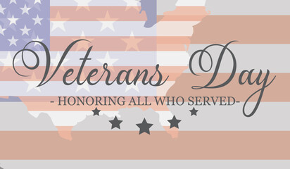 veterans day, November 11, honoring all who served, posters, modern design vector illustration