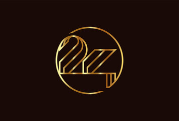 Number 24 Logo, Number 24 monogram line style inside circle can be used for birthday and business logo templates, flat design logo, vector illustration