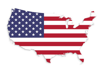 Flag of the United States of America (USA, US, America) in shape of USA map.