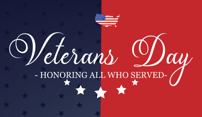 veterans day, November 11, honoring all who served, posters, modern design vector illustration