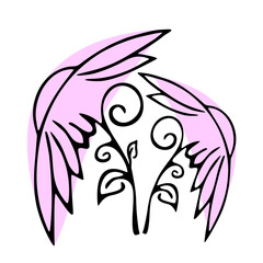 image of a black outline of a flower on a white background close-up, art, design