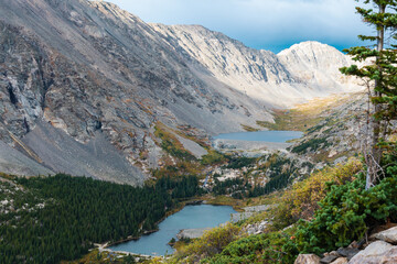 Fototapeta na wymiar A beautiful mountain valley with a lake