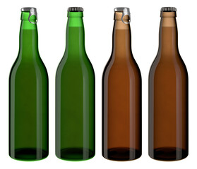 beer bottles green and brown